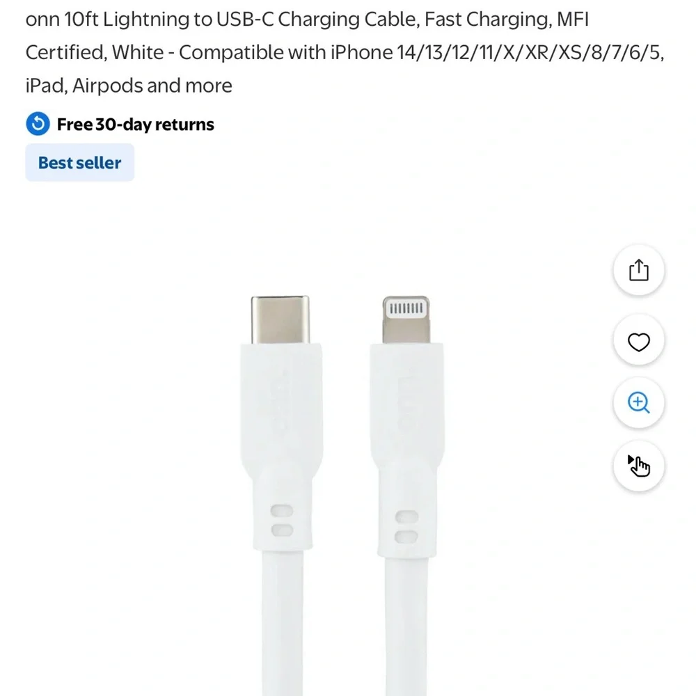 White USB-C to Lightning Cable